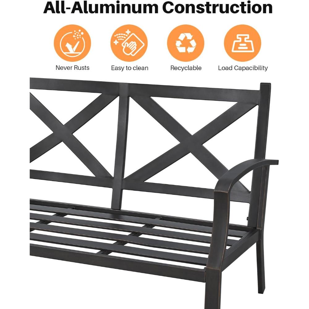 Modern Never-Rust Aluminum Outdoor Loveseat - Image 3