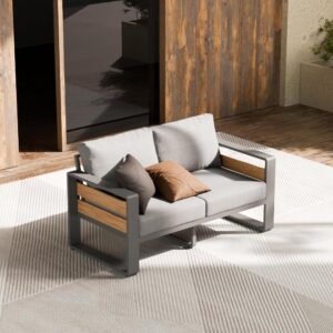 Aluminum Loveseat With Washable Thick Cushion