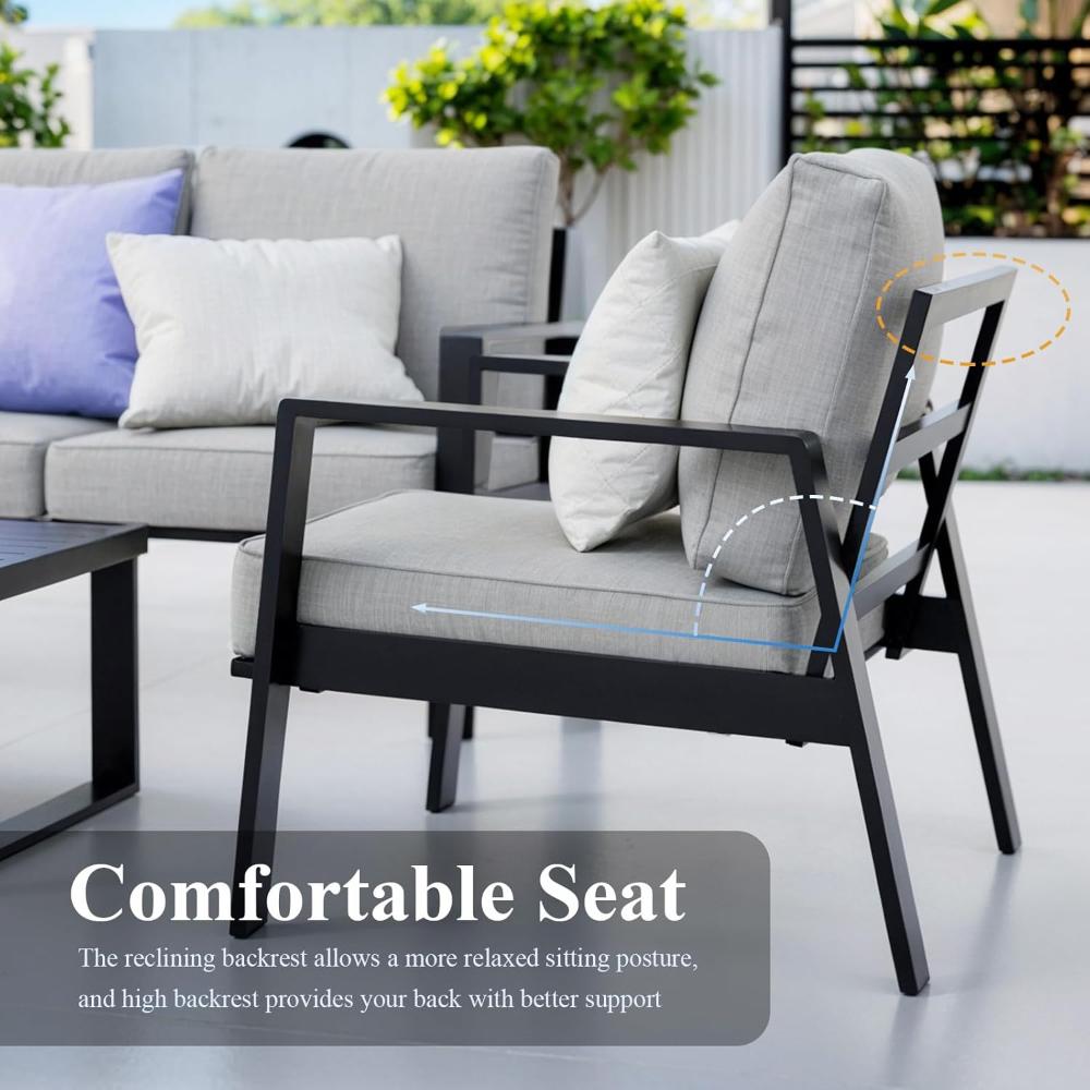 Light-Grey Oversized Aluminum Outdoor Loveseat - Image 3