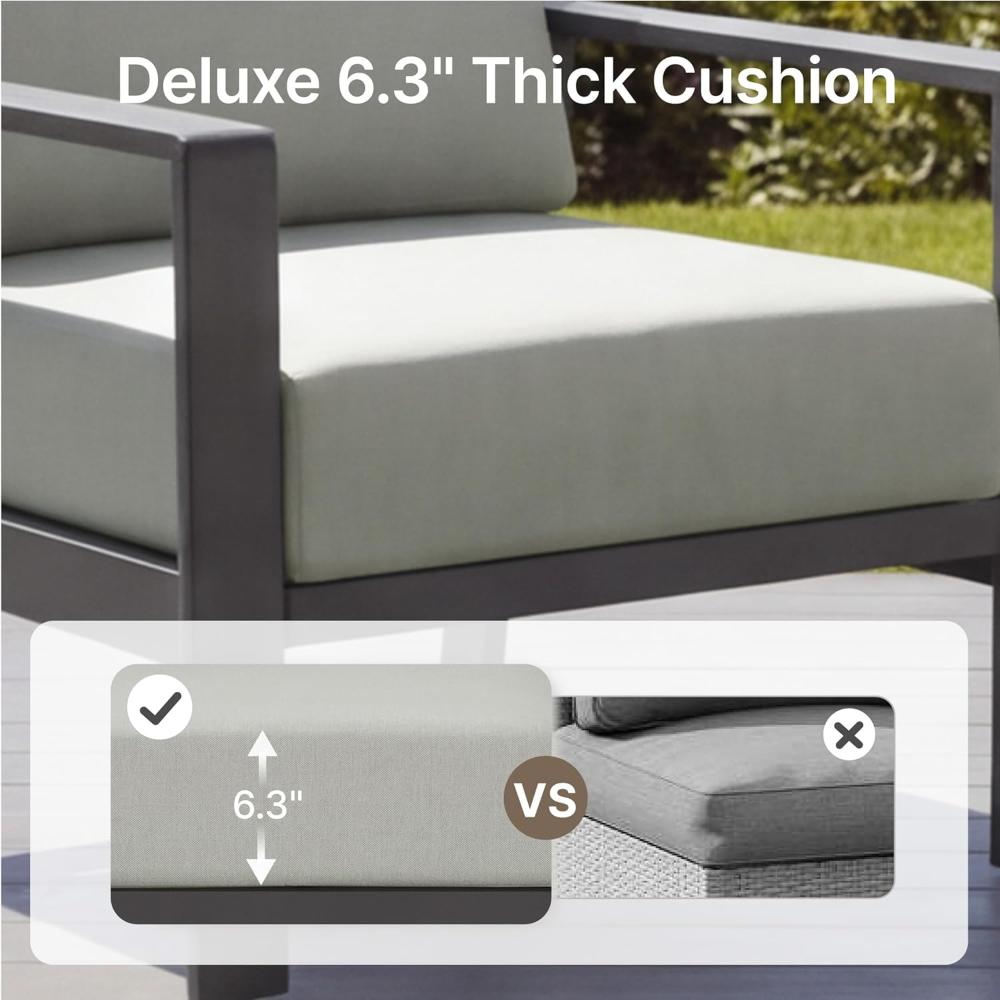 Gray Aluminum Frame Outdoor Loveseat - Image 2