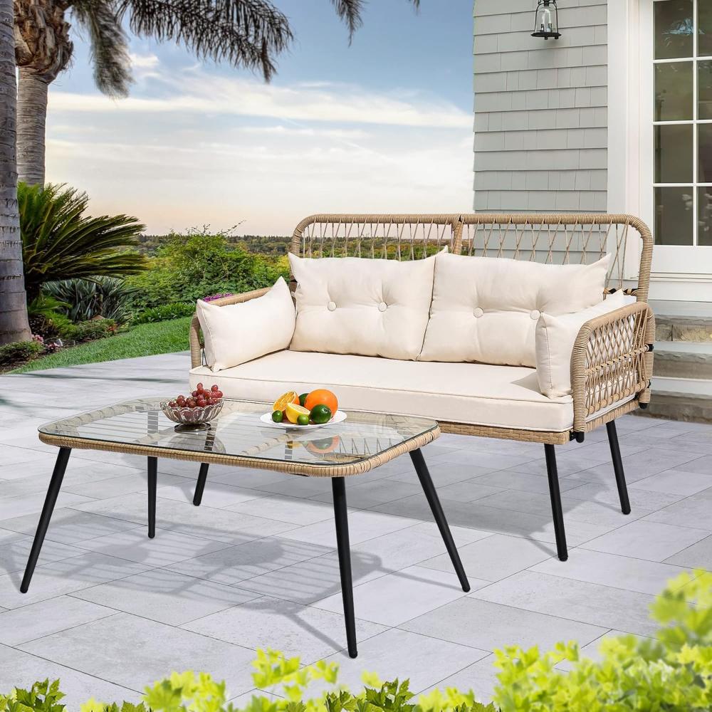 All-Weather Rattan Conversation Outdoor Loveseat