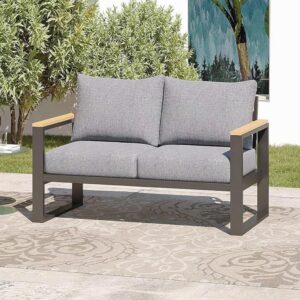 Aluminum Patio Loveseat With Wide Armrest