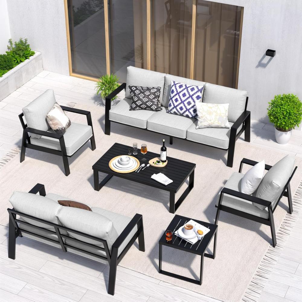 Light-Grey Oversized Aluminum Outdoor Loveseat - Image 2