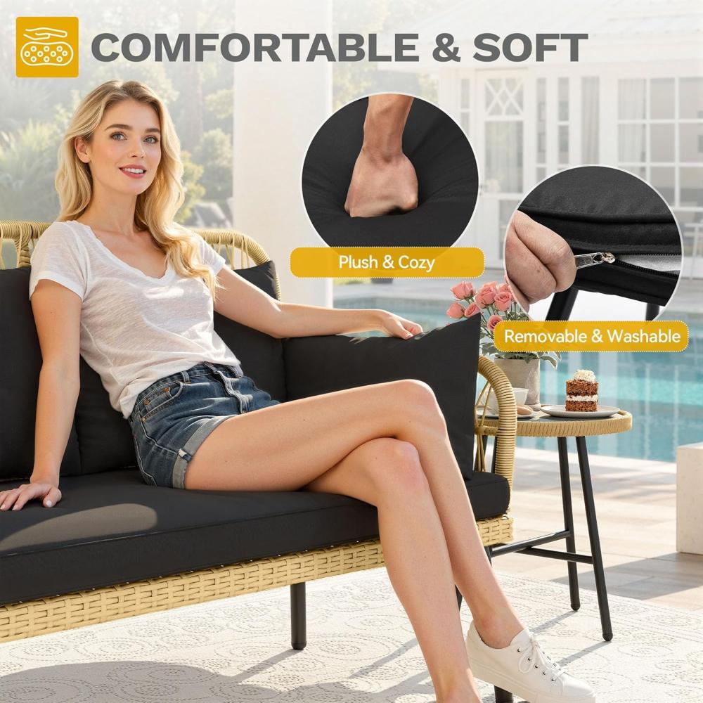 Wicker Outdoor Loveseat With Adjustable Feet - Image 4