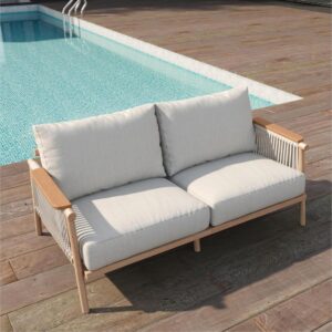 Outdoor Loveseat With Olefin Fabric Cushions