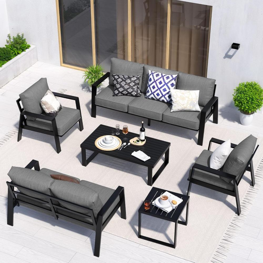 Dark-Grey Oversized Aluminum Outdoor Loveseat - Image 2