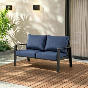 Blue Oversized Aluminum Outdoor Loveseat