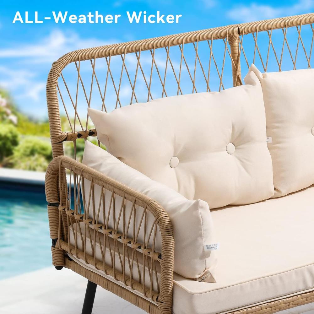 All-Weather Rattan Conversation Outdoor Loveseat - Image 2