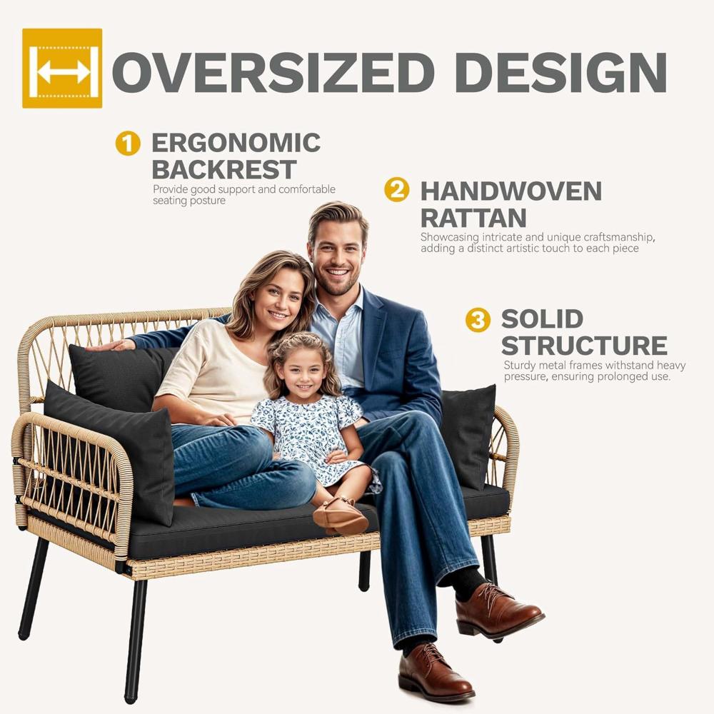 Wicker Outdoor Loveseat With Adjustable Feet - Image 2