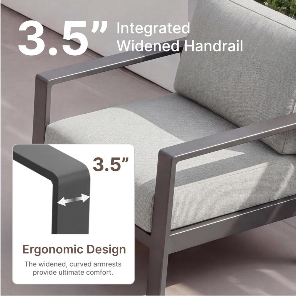 Gray Aluminum Frame Outdoor Loveseat - Image 3