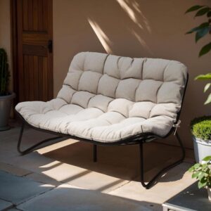 Beige Outdoor Sofa With Soft Cushion