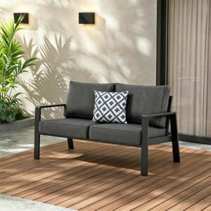 Dark-Grey Oversized Aluminum Outdoor Loveseat