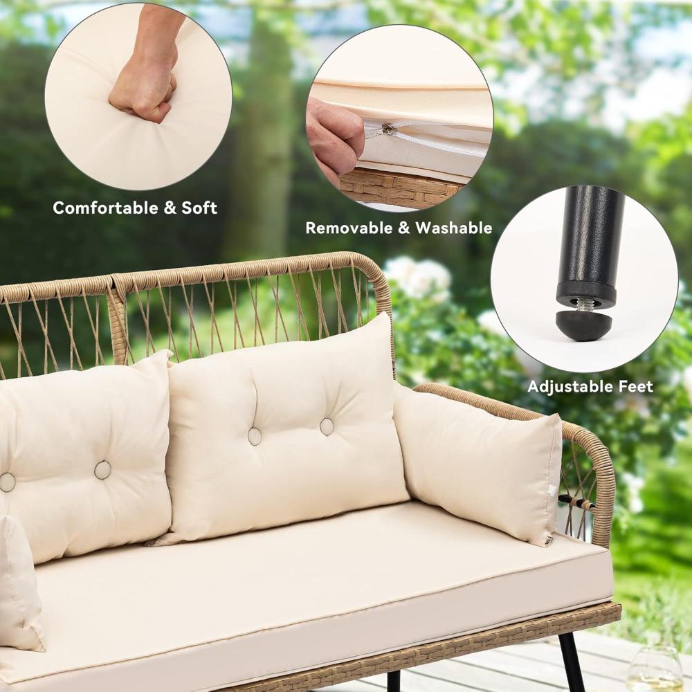 All-Weather Rattan Conversation Outdoor Loveseat - Image 3