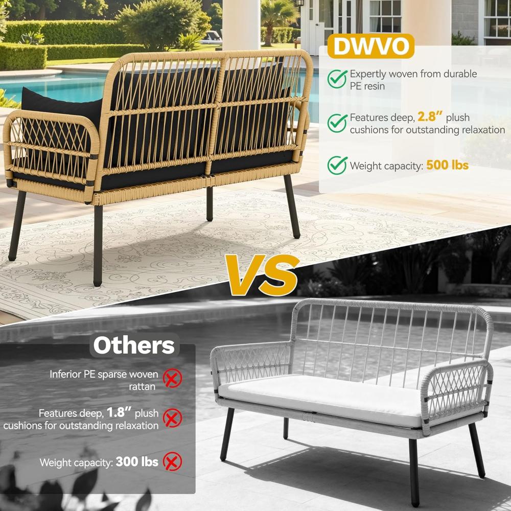 Wicker Outdoor Loveseat With Adjustable Feet - Image 3