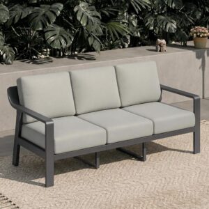 Gray Aluminum Frame Outdoor Loveseat