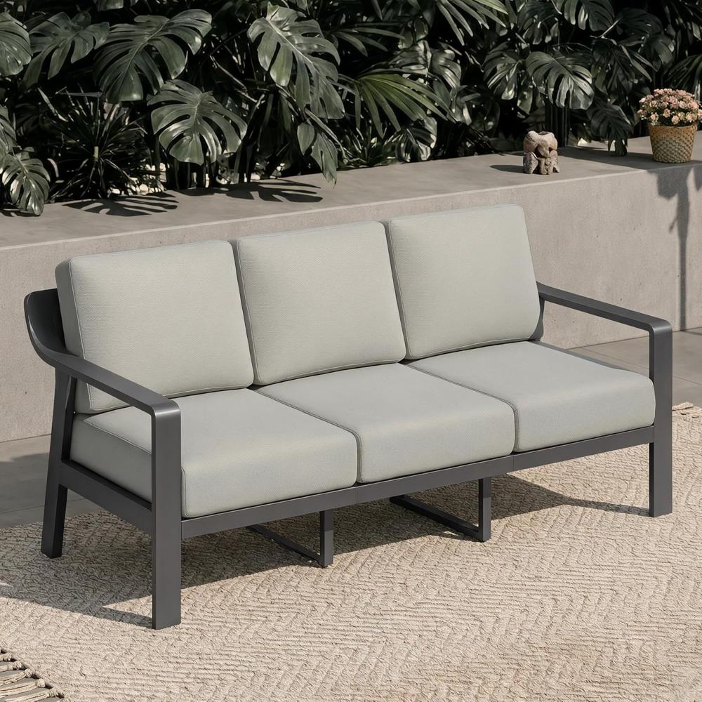 Gray Aluminum Frame Outdoor Loveseat