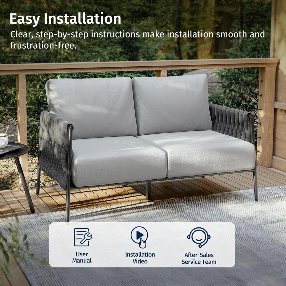 Misty-Grey Deep Seating Outdoor Loveseat - Image 2