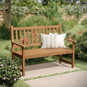 Brown Weather-Resistant Acacia Wood Outdoor Loveseat