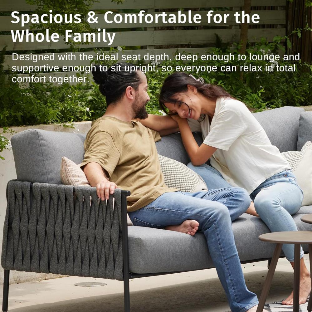 Misty-Grey Deep Seating Outdoor Loveseat - Image 4